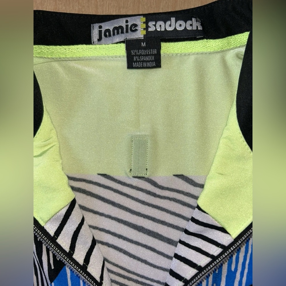 Jamie Sadock Sleeveless Women’s Sz M Tank Golf Polo Colorful Lightning Striped - Picture 8 of 9